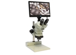 Aven 26800B-339 DSZV-44 Microscopio Trinocular Enfoque estéreo con Stand PLED, cámara HD y monitor 11.6" HD