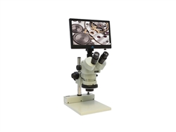 Aven 26800B-355 - Microscopio Trinocular Con Zoom Estéreo SPZHT-135 [21x-135x] En Soporte De Poste Con Luz LED Y Monitor Integrados