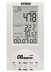 Extech CO220 - Equipo de control de CO2 en el aire para uso en interiores Mide el dióxido de carbono (CO2), la temperatura y la humedad del aire