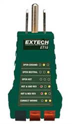 Extech ET15 - Probador de receptáculos Pruebas de cableado defectuoso en receptáculos de 3 hilos