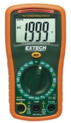 Extech EX310 - Multímetro miniatura de 9 funciones + detector de voltaje sin contacto Multímetro digital de selección manual con detector VSC (voltaje sin contacto) y función de prueba de batería