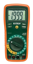 Extech EX411A - Multímetro profesional True RMS de 8 funciones True RMS, DMM de rango manual con pantalla LCD de dígitos grandes y función de temperatura