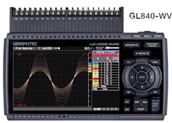 Graphtec GL840-WV, Registrador de Datos (Datalogger) de 20 Canales de Temperatura o Voltaje. Expandible hasta 200 Canales, Voltaje Máximo de Entrada de 300V, Display a Color de 7"
