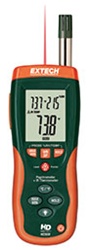 Extech HD500-NIST - Psicrómetro con termometro infrarojo de 30:1,IR (-50 to 500°C) tipo K  (-100 to 1372°C) y Certificado NIST