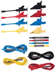 Extech PQ1000 - Cables de prueba de voltaje Juego de 4 cables de prueba con pinzas de cocodrilo y de émbolo