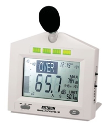 Extech SL130W - alerta de nivel de sonido con alarma Medidor de 30-130dB con indicadores LED integrados de bajo/sobre rango