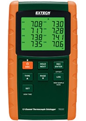 Extech TM500-NIST - termómetro registrador de datos de 12 canales con 6 tipos de termopar (J, K, E, T, R, S) con Certificado NIST