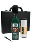 Extech 407732-KIT - Kit de medidor de nivel sonoro de rango alto/bajo Medidor de nivel sonoro digital con calibrador de sonido de 94 dB y estuche portátil