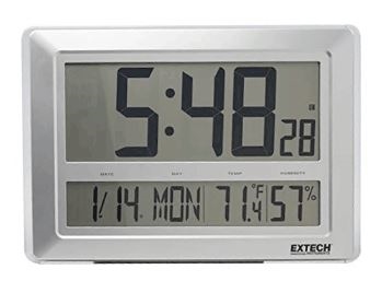 Extech CTH10A - reloj digital/higrotermómetro Reloj grande de pared/escritorio  con funciones de calendario, temperatura y
