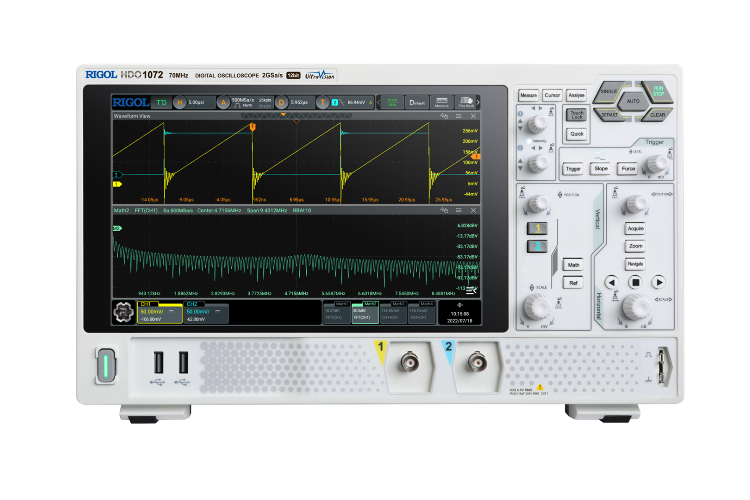 Rigol DHO1072 - Osciloscopio digital de alta resolucion, 70 MHz, 2 canales